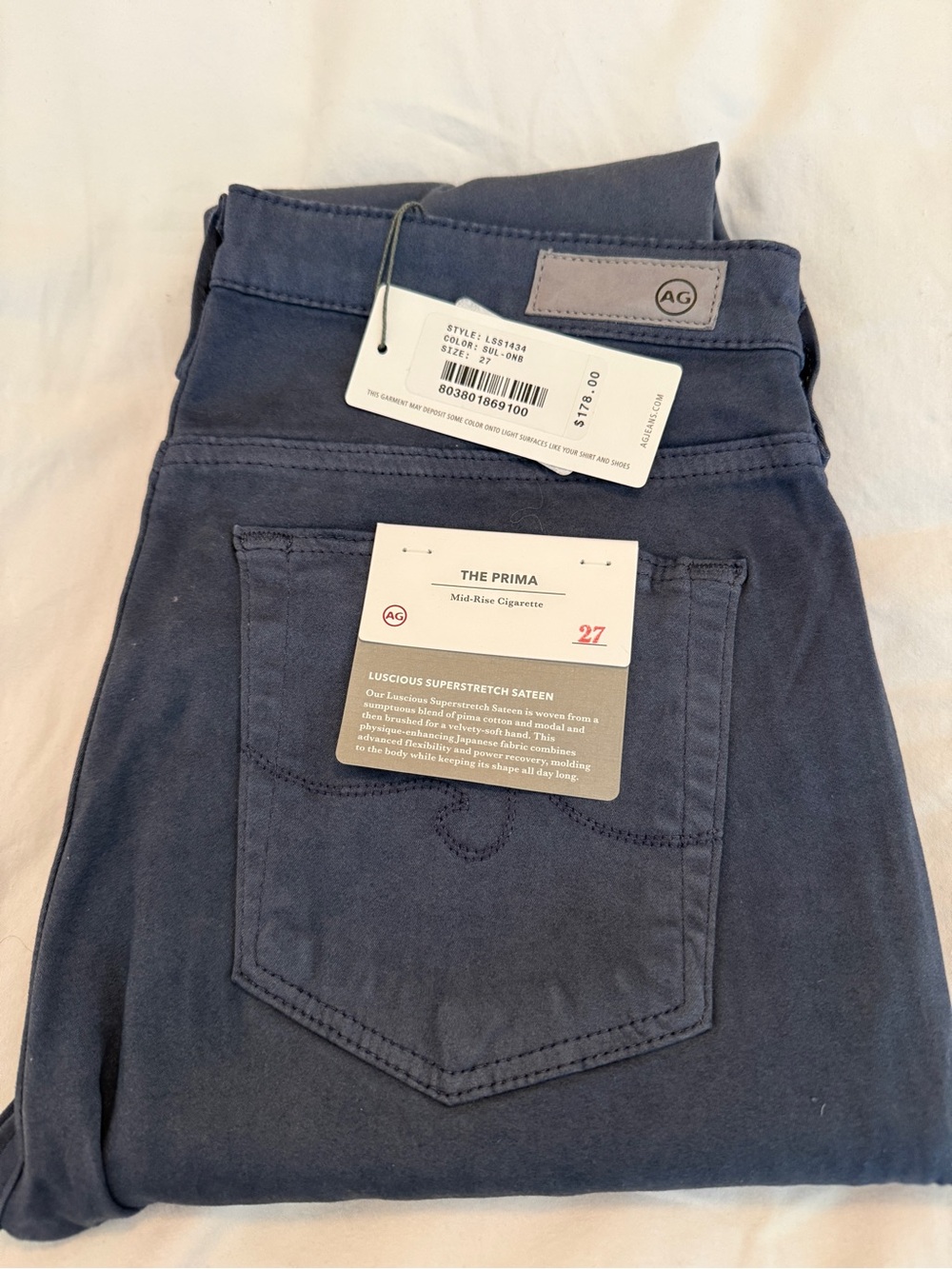Ag Adriano Goldschmied The Prima Mid-Rise Skinny Jeans - Navy Blue
